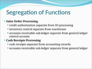 Segregate A Function Accounting Information Systems by James A. Hall 6th ed ch04 | PPT