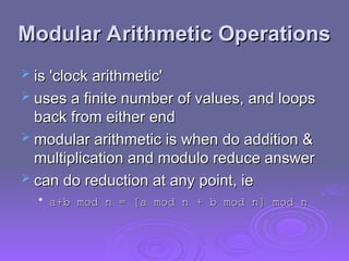 Modular Arithmetic Clock For Modulus ch04_crypotography_william_stallings slides | PPT