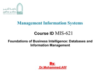 Foundations of Business Intelligence: Databases and Information ...