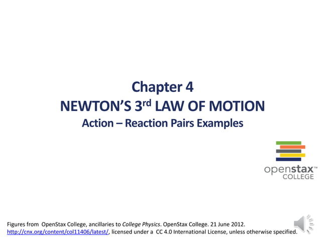Ch04 Newton's 3rd Law; ActionReaction Pair Examples PPT