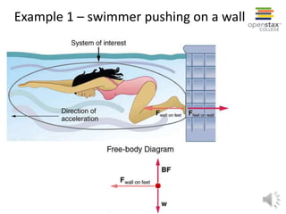 Example 1 – swimmer pushing on a wall
 
