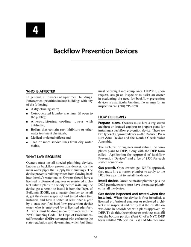 2017 NYC Apartment Management Checklist Free Chapter Backflow