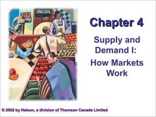 Chapter 4
Chapter 4
Supply and
Demand I:
How Markets
Work
© 2002 by Nelson, a division of Thomson Canada Limited
© 2002 by Nelson, a division of Thomson Canada Limited
 