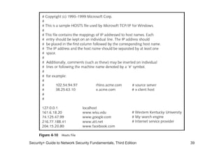 Security+ Guide to Network Security Fundamentals, Third Edition 39
 