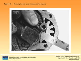 Figure 5-23   Measuring the gear-to-cover clearance of an oil pump.  