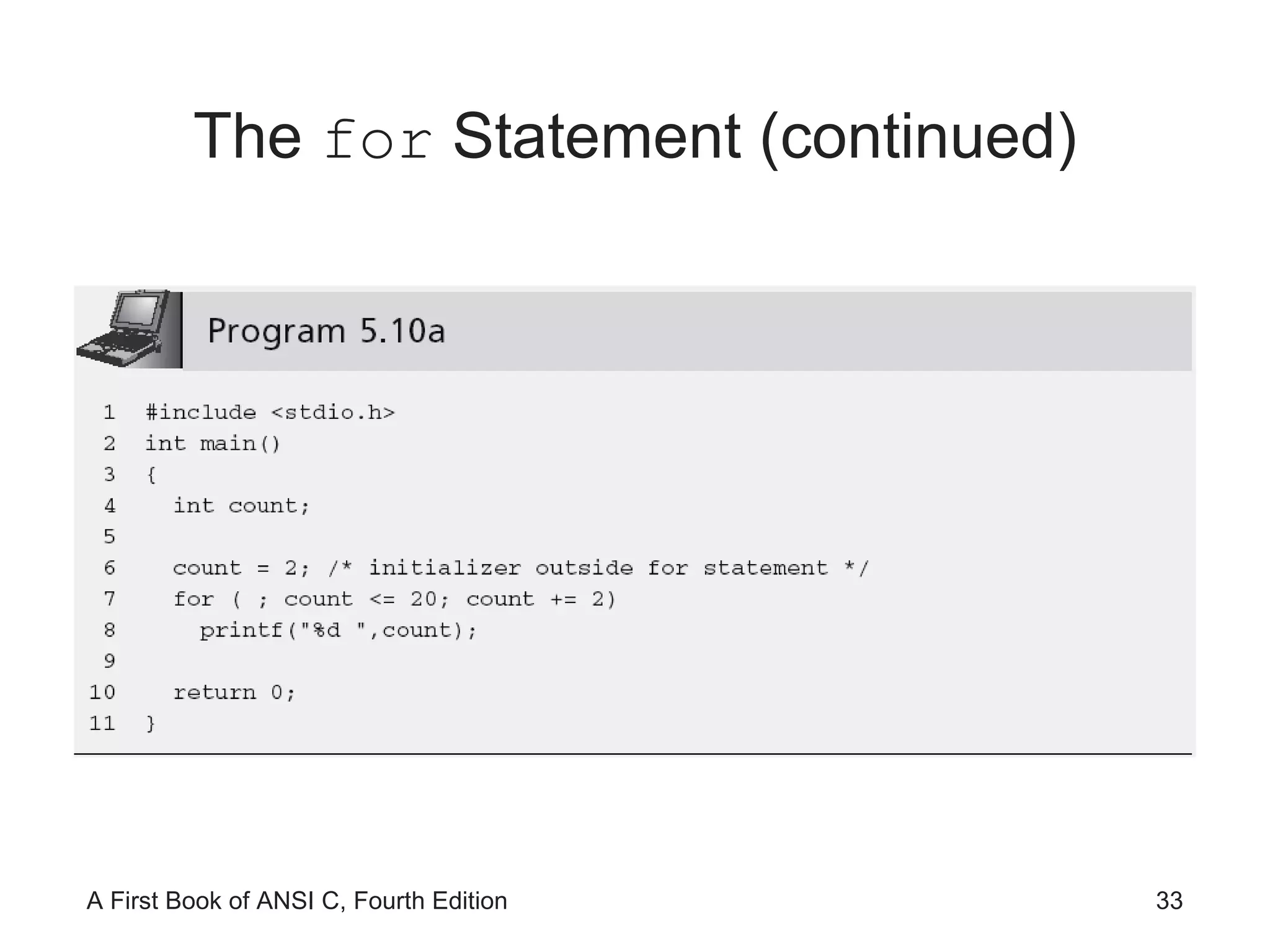 The  for  Statement (continued) 