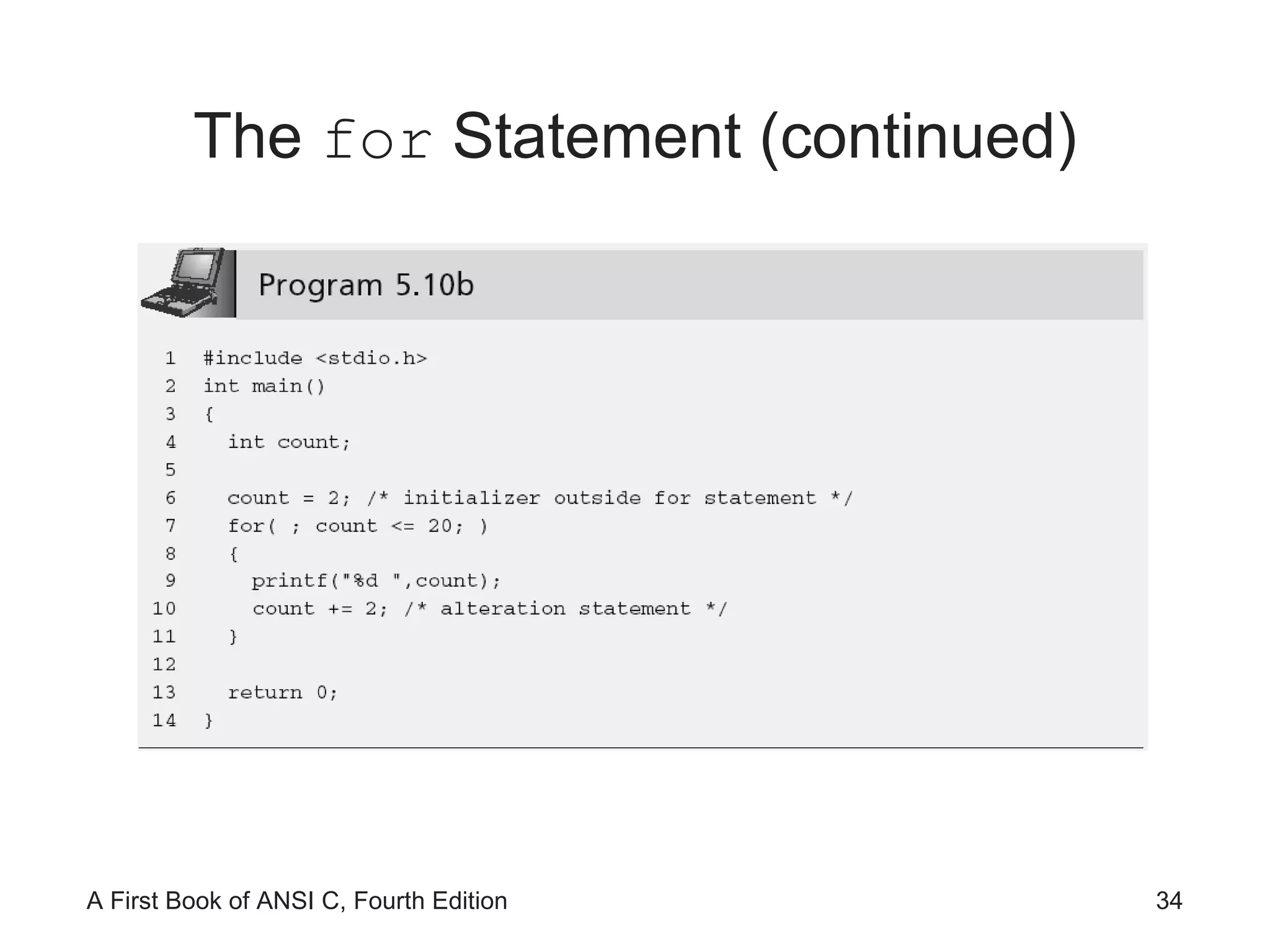 The  for  Statement (continued) 