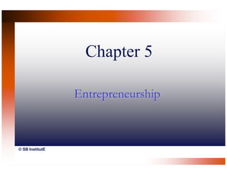 Chapter 5

                 Entrepreneurship



© SB InstitutE
 