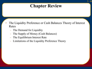 Chapter Review <ul><li>The Liquidity Preference or Cash Balances Theory of Interest Rates </li></ul><ul><ul><li>The Demand...