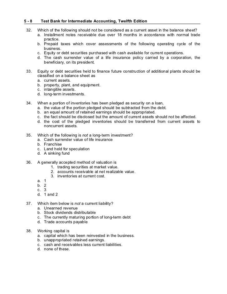 ch05 match each of the following accounts to its proper balance sheet classification