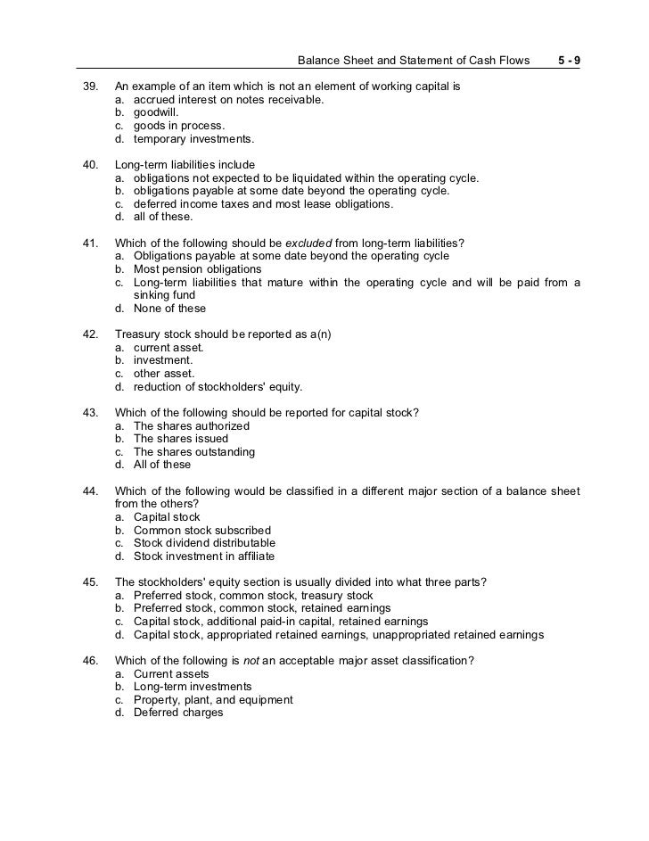 ch05 how is treasury stock shown on the balance sheet