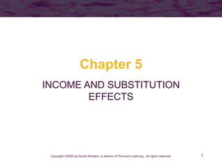 1
Chapter 5
INCOME AND SUBSTITUTION
EFFECTS
Copyright ©2005 by South-Western, a division of Thomson Learning. All rights reserved.
 
