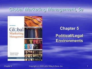 Chapter 5 Copyright (c) 2009 John Wiley & Sons, Inc. 1
Global Marketing Management, 5e
Chapter 5
Political/Legal
Environments
 