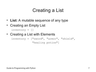 Python Lists and Dictonary. Data Structures | PPT