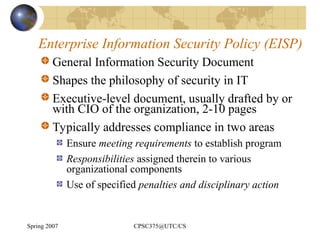 sylabus information security Chapter 5 planning for security | PPT