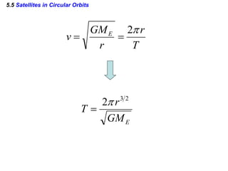 5.5 Satellites in Circular Orbits
T
r
r
GM
v E 2

EGM
r
T
23
2

 