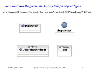 Recommended Diagrammatic Convention for Object Types
http://www-01.ibm.com/support/docview.wss?rcss=faqtt_2Q09&uid=swg21199365

Bernd Bruegge & Allen H. Dutoit

Object-Oriented Software Engineering: Using UML, Patterns, and Java

10

 