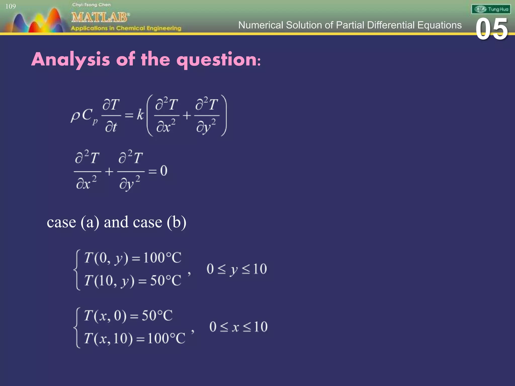 05Numerical Solution of Partial Differential Equations
Analysis of the question:
109
case (a) and case (b)
 