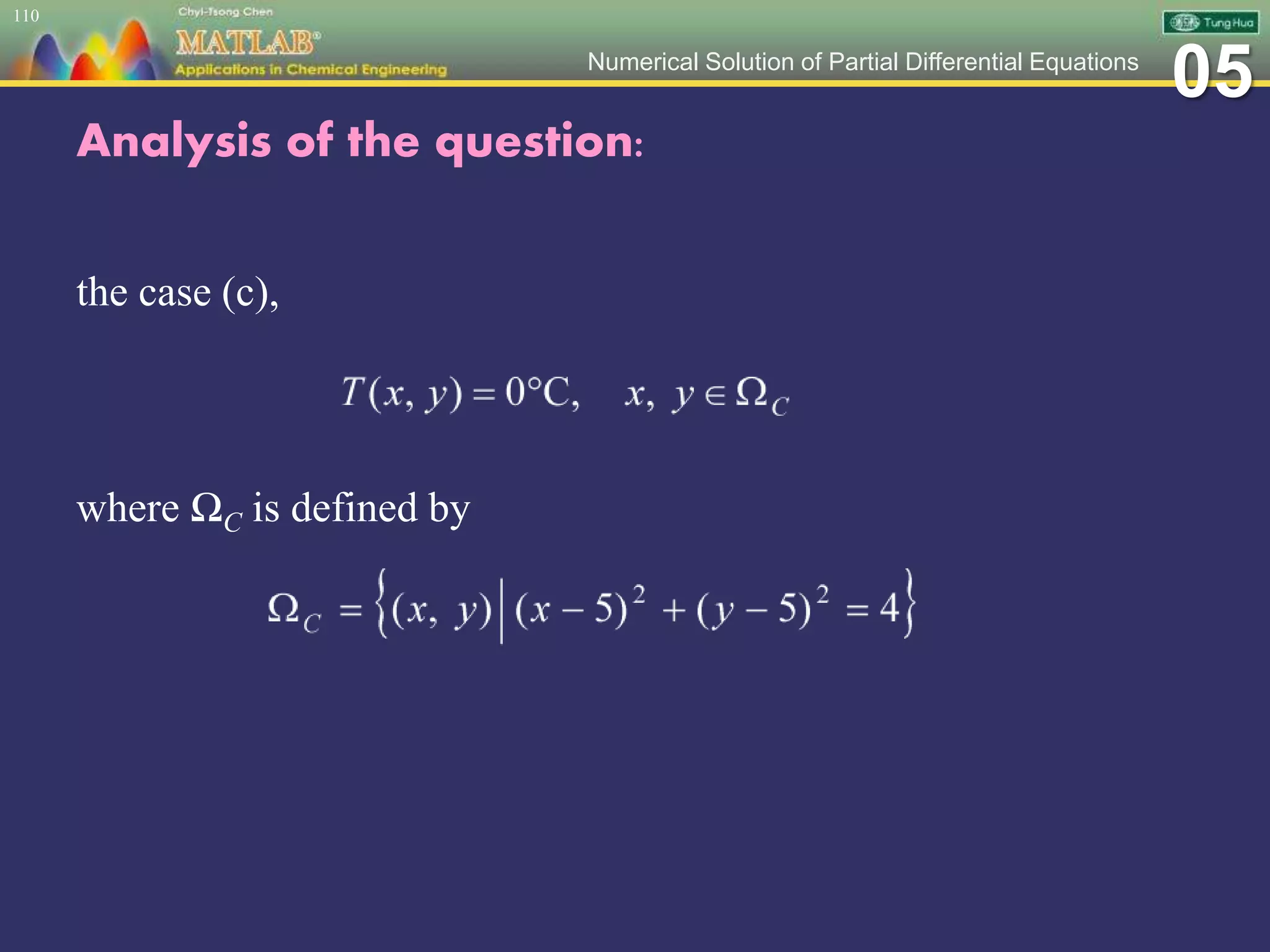 05Numerical Solution of Partial Differential Equations
Analysis of the question:
the case (c),
where ΩC is defined by
110
 