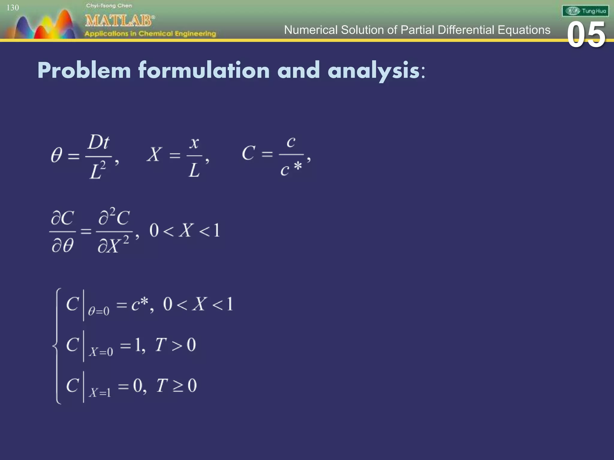05Numerical Solution of Partial Differential Equations
Problem formulation and analysis:
130
 