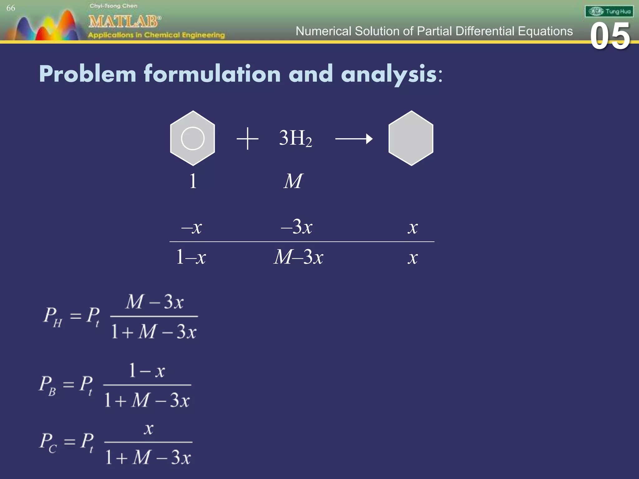 05Numerical Solution of Partial Differential Equations
Problem formulation and analysis:
66
1 M
–x –3x x
1–x M–3x x
3H2
 