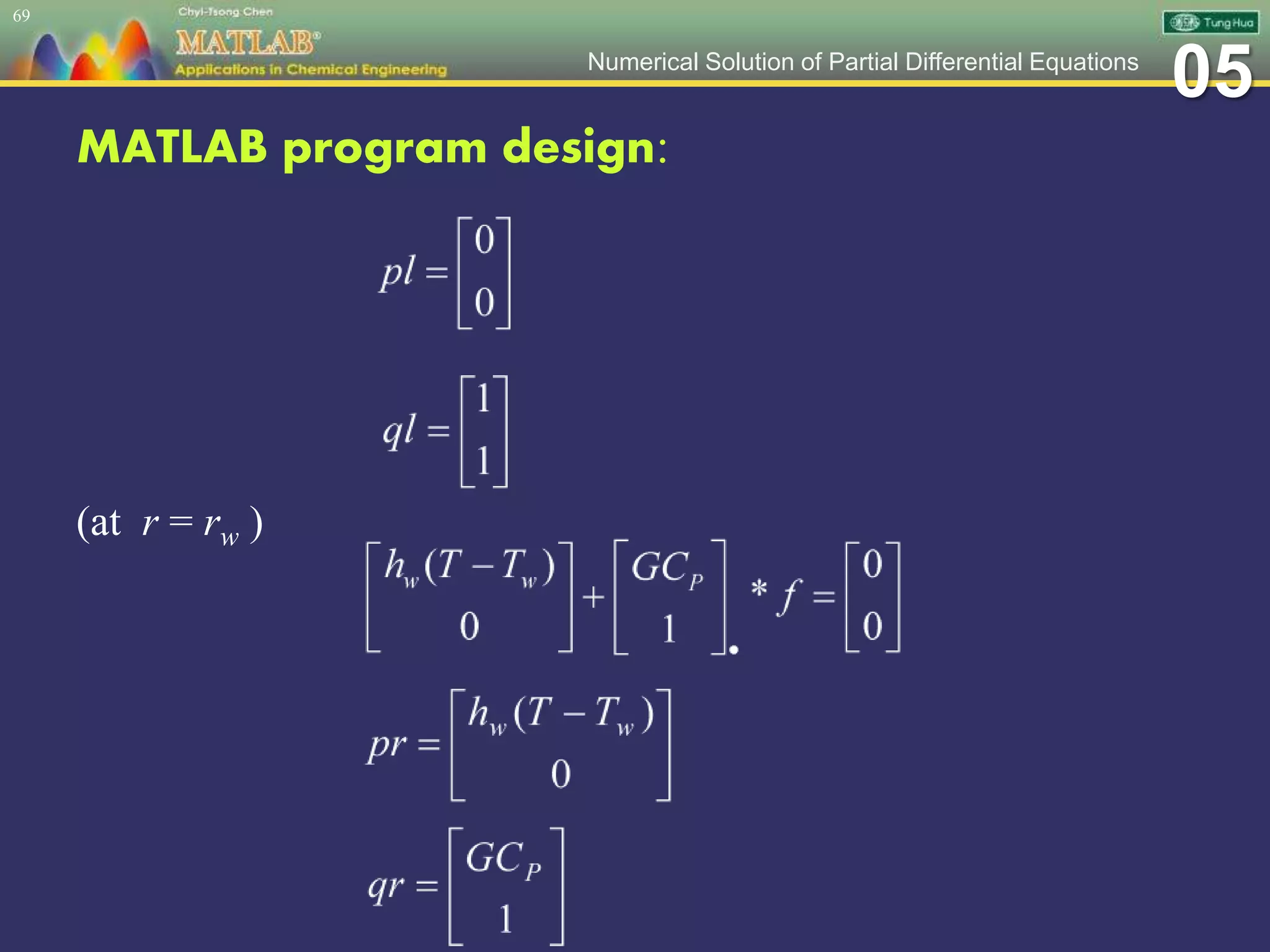 05Numerical Solution of Partial Differential Equations
MATLAB program design:
(at r = rw )
69
 