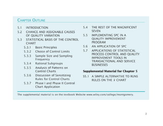 Chapter 5 Methods and Philosophy of Statistical Process Control | PPTX