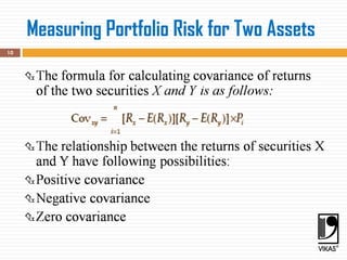 10
Measuring Portfolio Risk for Two Assets
 