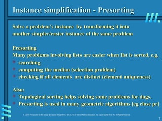 Transform and Conquer Techniques in Algorithm Design and Analysis | PPT