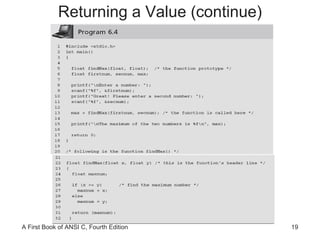 Returning a Value (continue) 
