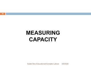 MEASURING
CAPACITY
3/9/2020Gulab Devi Educational Complex Lahore
34
 