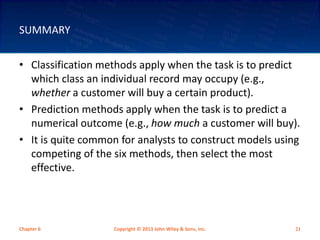 Chapter 6- Classification and Prediction Methods | PPT