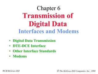 Chapter 6 Transmission of  Digital Data   Interfaces and Modems ,[object Object],[object Object],[object Object],[object Object],WCB/McGraw-Hill    The McGraw-Hill Companies, Inc., 1998 