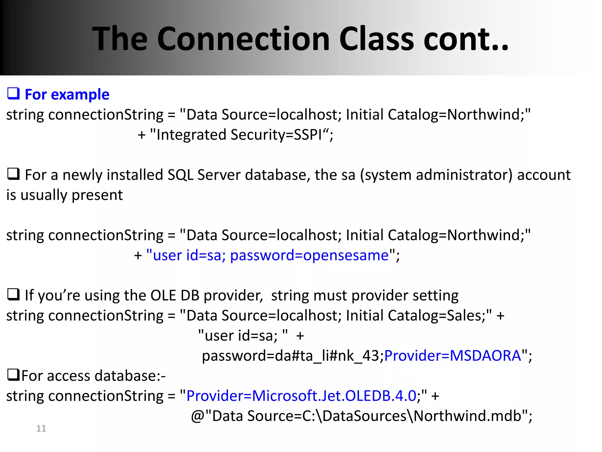 Ch06 ado.net fundamentals | PPTX