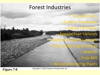 Forest Industries Key Locations Eastern Townships Gaspe Peninsula Appalachian Uplands Northern New Brunswick Manufacturing Activities Sawmill Pulp Mill Wood-processing Plants Figure 7-8 
