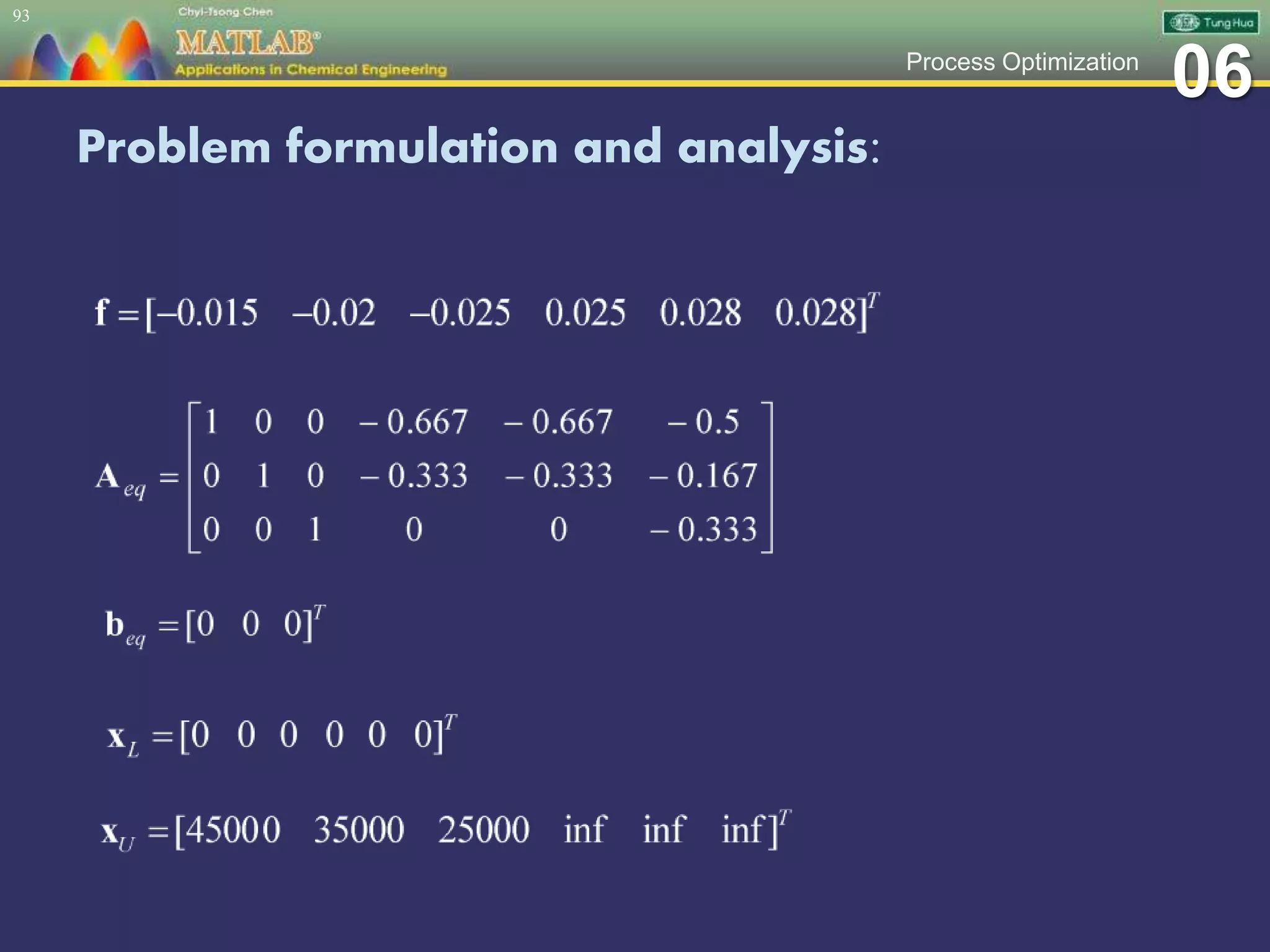 06Process Optimization
Problem formulation and analysis:
93
 