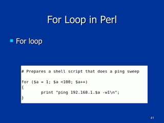 For Loop in Perl For loop 