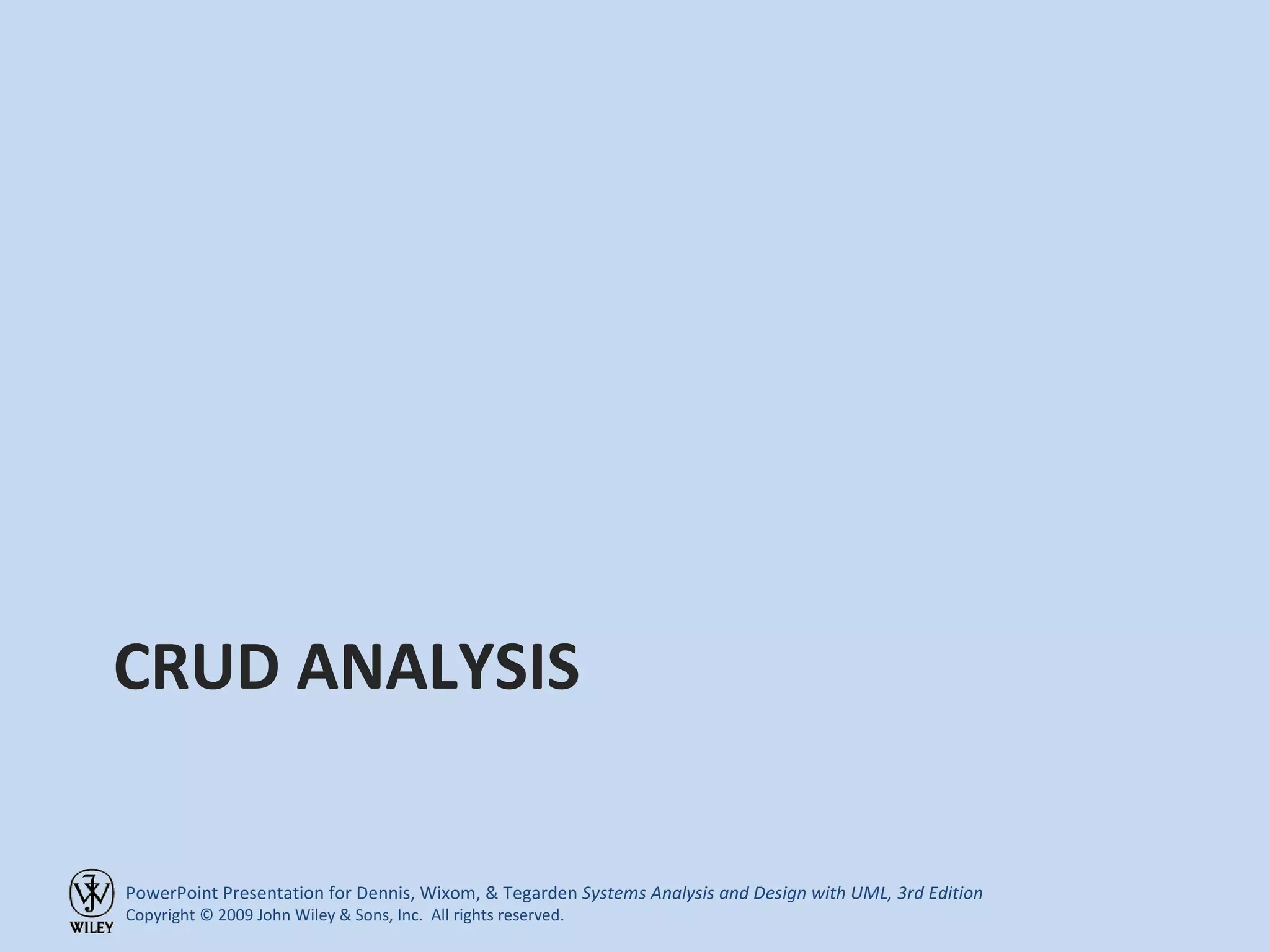 CRUD ANALYSIS 