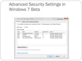 Advanced Security Settings in Windows 7 Beta 