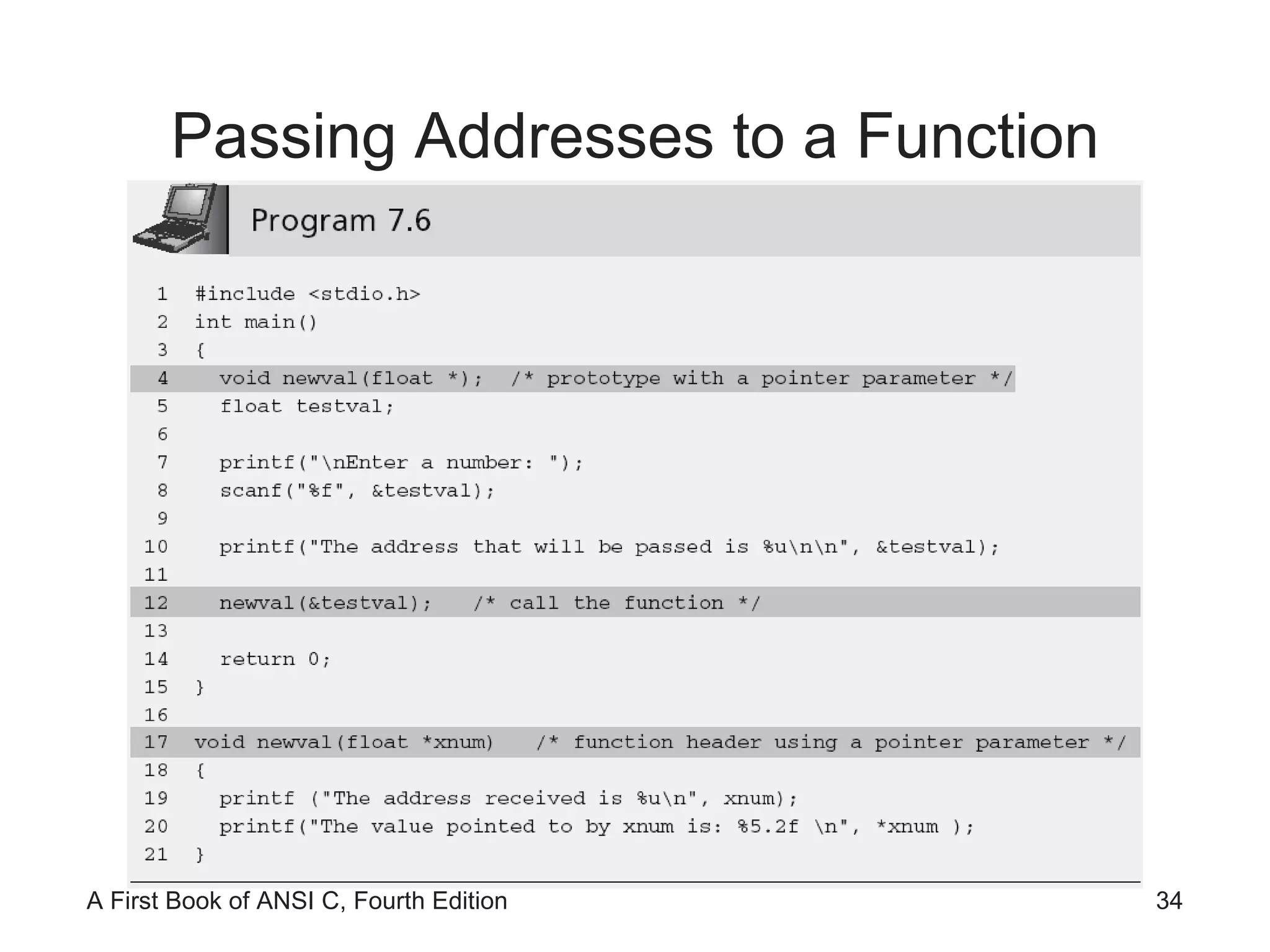 Passing Addresses to a Function 