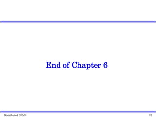 Distributed DBMS Page 10-12. 32
© 1998 M. Tamer Özsu & Patrick Valduriez
End of Chapter 6
 
