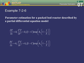 07Parameter Estimation
Example 7-2-6
Parameter estimation for a packed bed reactor described by
a partial differential equation model
71
 