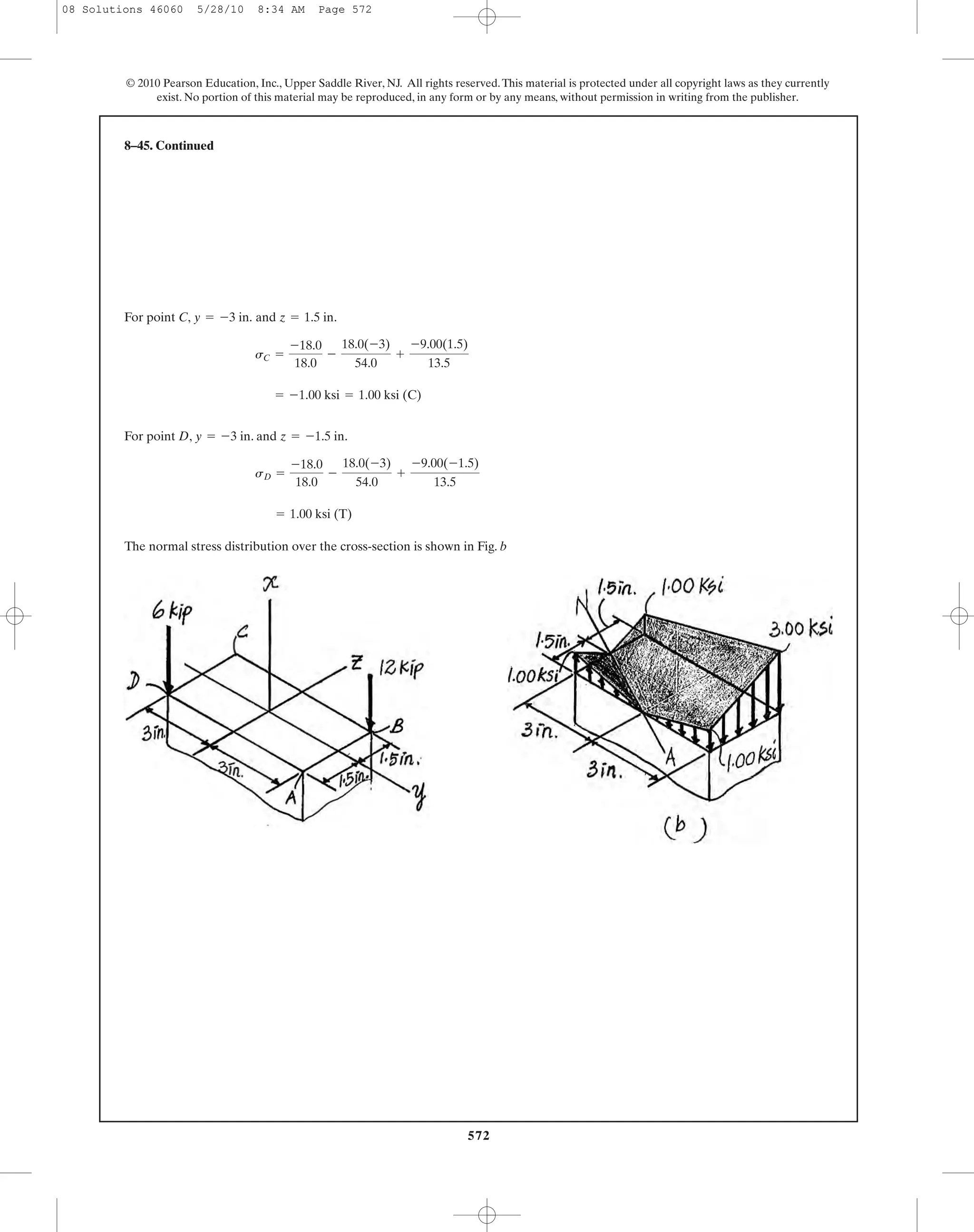 Combined Loads Example Ch08 10 combined loads & transformations | PDF