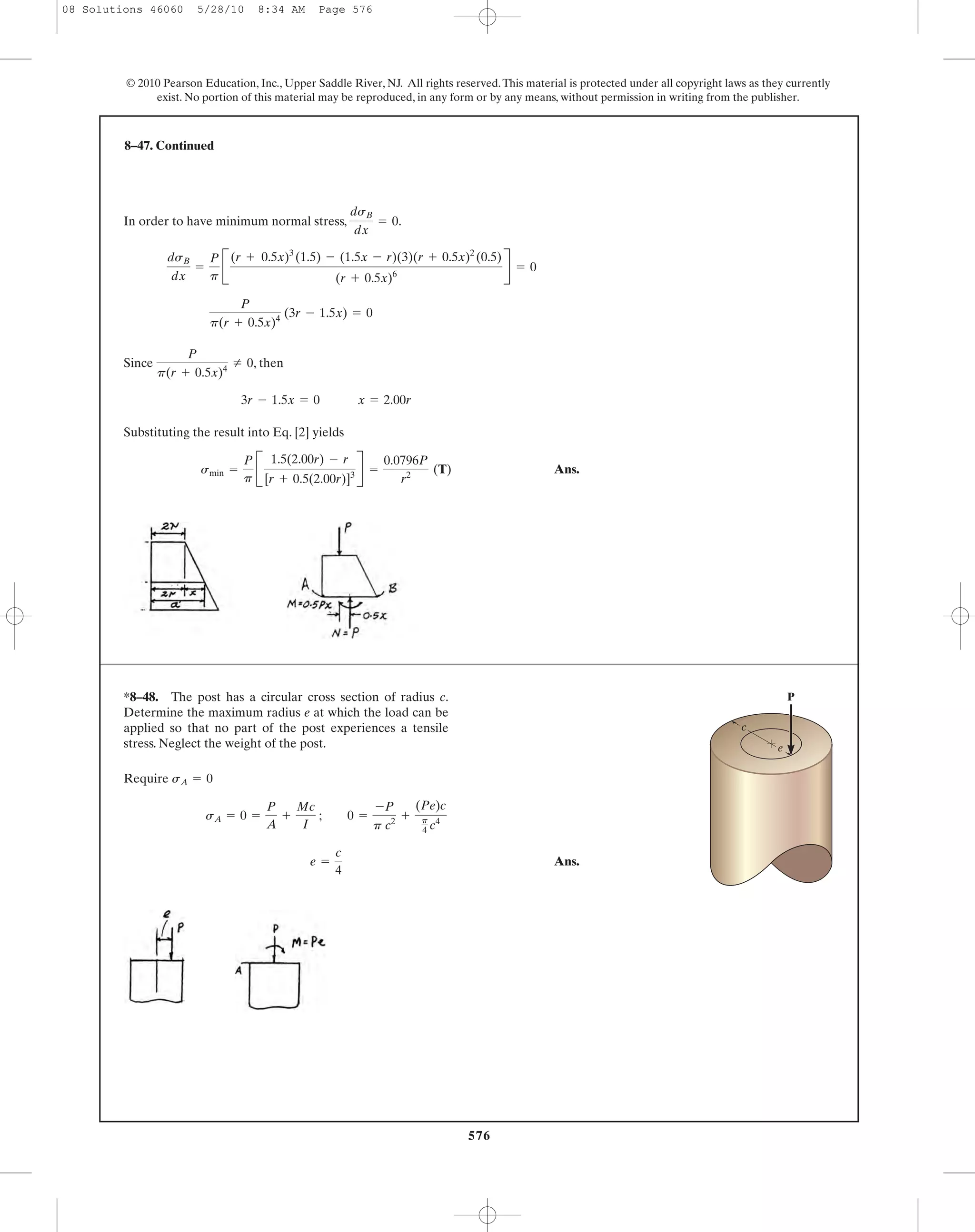 Combined Loads Example Ch08 10 combined loads & transformations | PDF