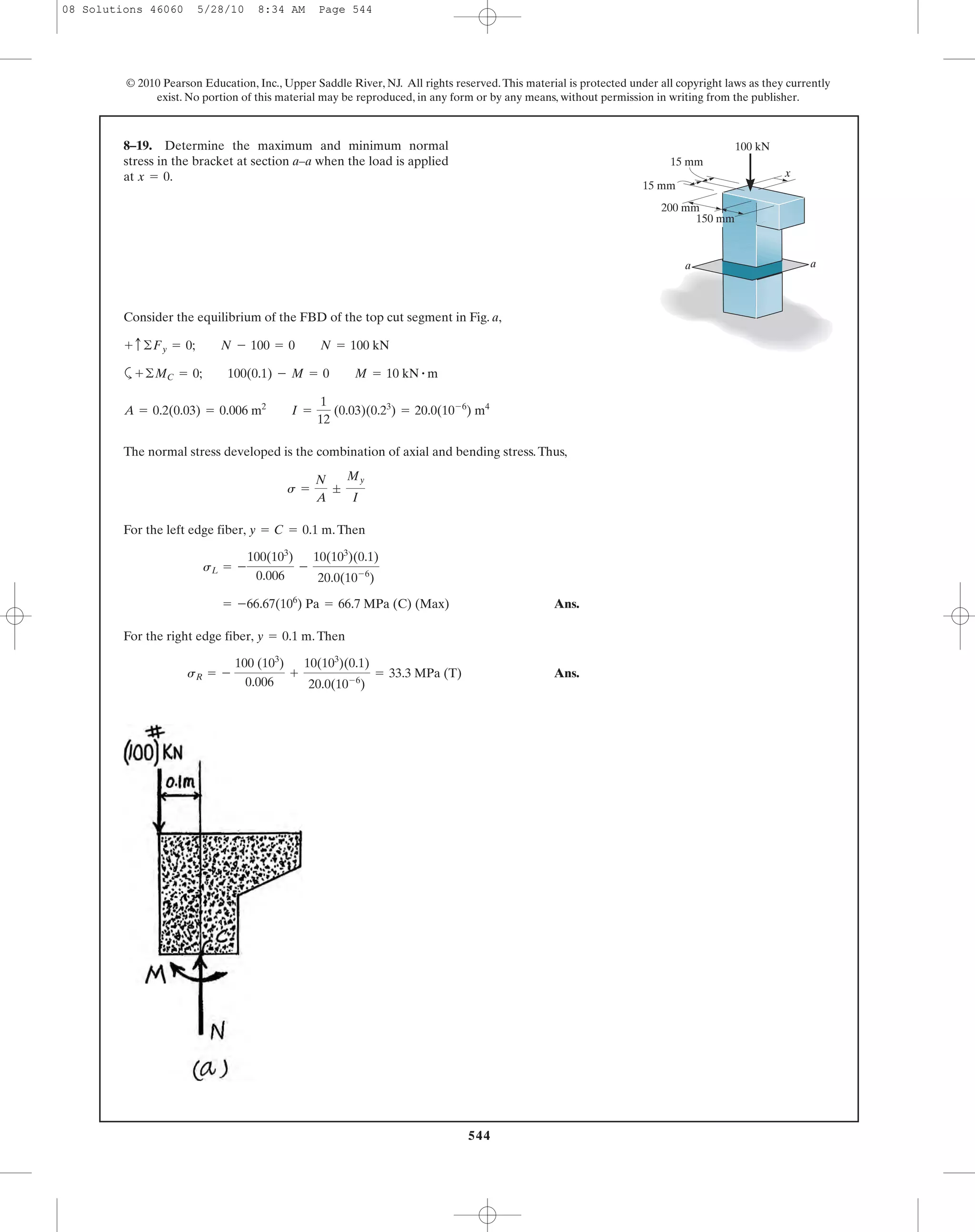 Combined Loads Example Ch08 10 combined loads transformations | PDF