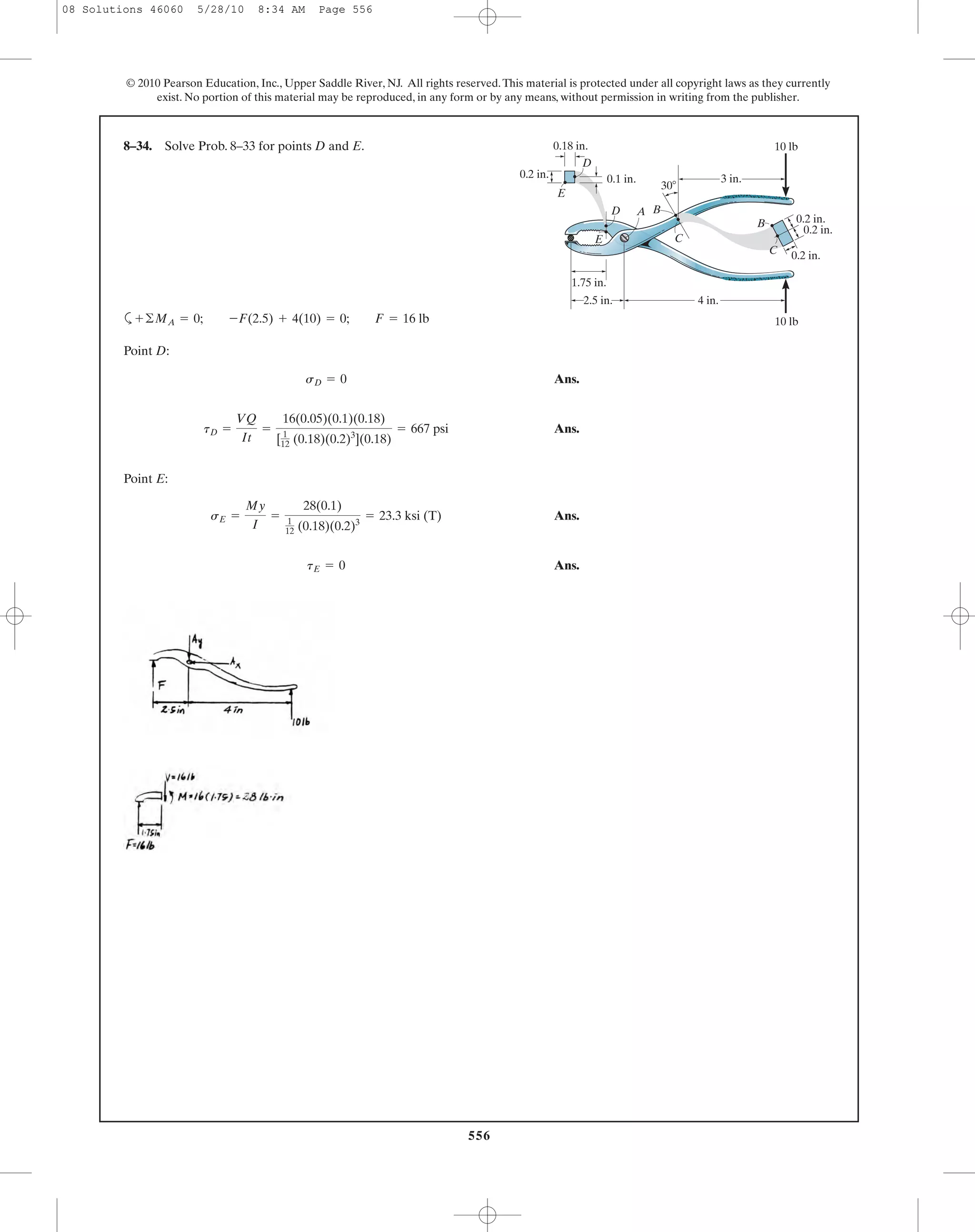 Combined Loads Example Ch08 10 combined loads transformations | PDF