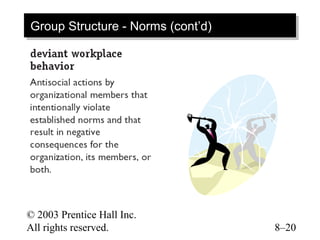 Group Structure -- Norms (cont’d)
Group Structure Norms (cont’d)




© 2003 Prentice Hall Inc.
All rights reserved.                8–20
 