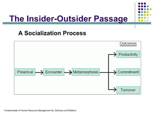 Fundamentals of Human Resource Management 9e, DeCenzo and Robbins
The Insider-Outsider Passage
A Socialization Process
 
