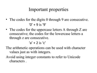 Charcters of strings and arrays details of functions and basics | PPT