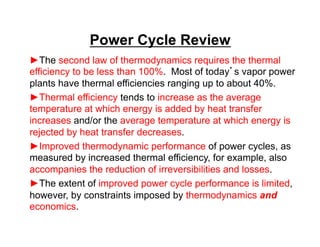 Power Cycle Examples Applied Thermodynamics Vapor power Cycles: Rankine and Brayton | PDF